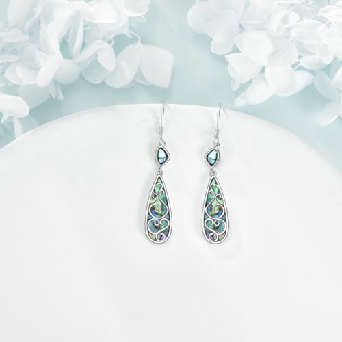 TIGER RIDER Abalone Shell 925 Sterling Silver Dangle Earrings Lightweight Filigree Dangle Drop Earrings for Women - style: Filigree