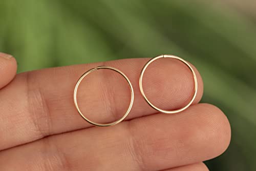 Gold Hoop Earrings Silver Hoop Earrings - Hoop Earrings For Women Two Pcs Of Thin Gold Filled Sterling Silver Hoops, Helix Hoop, Tragus Ring, Cartilage Hoop - color: Gold, style: 12mm 20 gauge / 1 pair