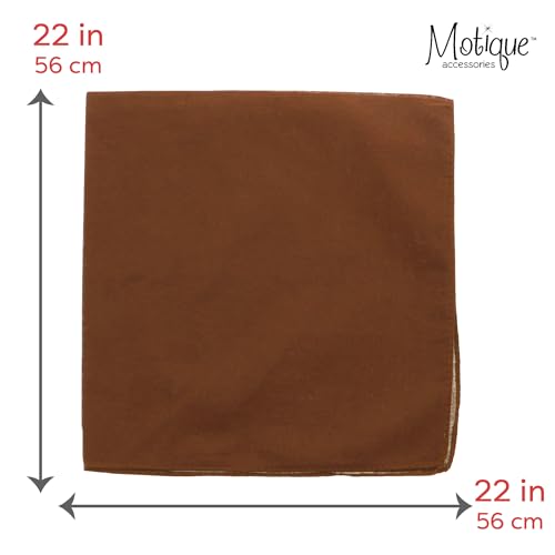 Motique Accessories Solid Color Bandana - Set of 6 Bandannas - color: Brown