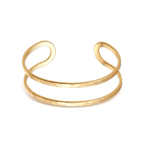 Gold Silver Cuff-Bracelets for Women Hollow Wide Open Bangle Bracelets