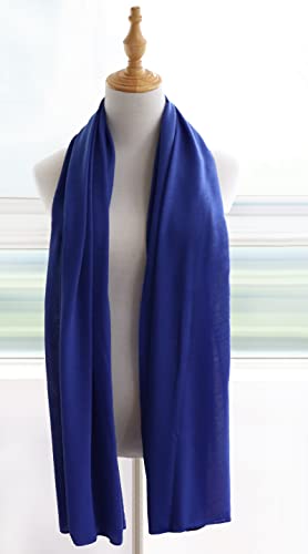 vabovin Head Wraps for Black Women Stretch Jersey Knit Turban Headwrap Solid Color Headscarf Headband Shawl - color: 12- Blue