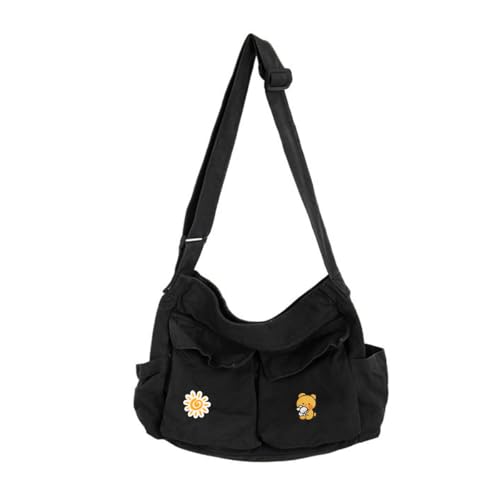 Canvas Messenger Bag Large Hobo Crossbody Bags with Multiple Pockets,School Vintage Shoulder Laptop Bag for Women and Men