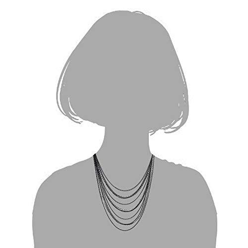 Waterfall Multi-Strand Chains Statement Collar Necklace with Rhinestones Chains, Dress - color: E-Metal Color: Black