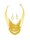 Bohemian Colorful Beaded Earrings Necklace Geometric Teardrop Dangle Earrings Multi-layered Stackable Choker Necklaces Boho Seed Bead Chain Statement Beach Party Accessories - color: Yellow