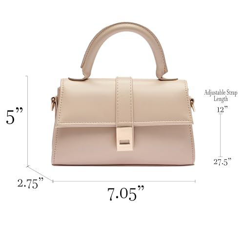 MOON CANTA Mini Crossbody Bag for Women – Small Faux Leather Shoulder Purse with Gold Lock, Elegant Design for Daily Use - color: Mink