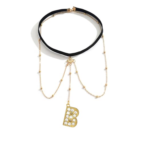 Letter Initial Leg Chain Thigh Jewelry for Women Summer Beach Bead Leg Chain Name Elegant Elastic Body Chain Jewelry - color: B