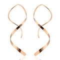 Handmade Spiral Threader Earrings Sterling Silver Hypoallergenic Twisted Pull Through Drop Dangle Earrings for Women - Silver & Gold - color: Rose Gold