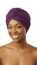 DONNA Glitter Turban – Full Size Stretch Headwrap with Elastic Hold – Sparkly Fashion Turban for Women’s Hair Protection - color: Purple