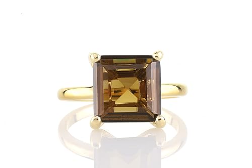 Vintage 14K Gold Rings for Women - Smoky Quartz or Brown Quartz - Proposal, Anniversary, Handmade Jewelry