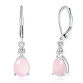 CiNily Teardrop Leverback Dangle Earrings for Women Hypoallergenic 14K Gold Plated Cubic Zircon Drop Earrings Fashion Crystal Earrings for Girls Jewelry Christmas Gifts - color: Rose Quartz