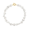 Aobei Pearl Gemstone Beaded Choker Necklace for Women Boho Turquoise/Cultured Freshwater Pearls/Garnet/Amazonite Jewelry - color: R White Shell Pearl