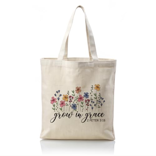 Canvas Tote Bag Aesthetic for Women,Reusable Canvas Cute Shoulder Bag for Grocery, Shopping, Beach & Daily Use - color: Christian