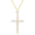 YIMERAIRE Upgraded Moissanite Crown Cross Necklace 14K Gold Vermeil 1.1 Carats Dainty Iced Out Easter Basket Stuffer Cross Jewelry S925 Sterling Silver Simple Gold Christian Faith Moissanite Cross Pendant Necklace For Women - color: 14k Gold Vermeil Slim