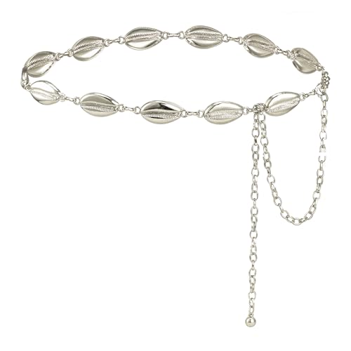 Luvatar Fashion Metal Waist Chain Belt Blouse Dress Sweater Chain Belt… - color: Silver-e8
