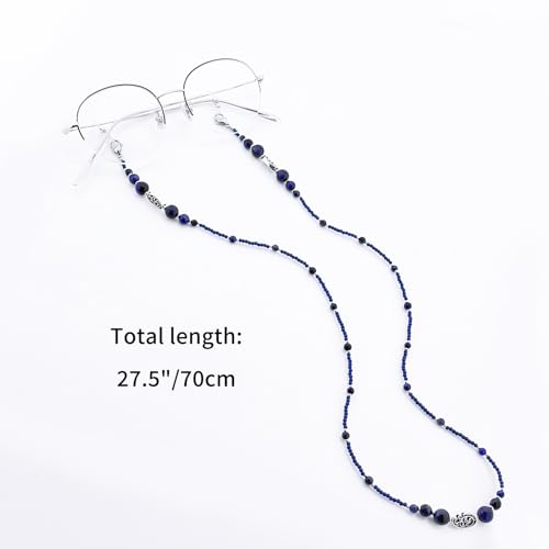 Damanse Beaded Glasses Chain,Eyeglass & Sunglass Strap For Women Stylish - color: Tree of Life Blue Eye
