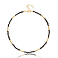 Tgirls Boho Choker Necklace Chain Rice Beaded Necklaces Seed Bead Necklace Accessory for Women - color: Black Gold