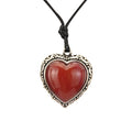 Bohemian Women's Leather Long Pendant Necklace Sweater necklace Adjustable Retro Woven Handmade Jewelry - color: Red heart-shaped