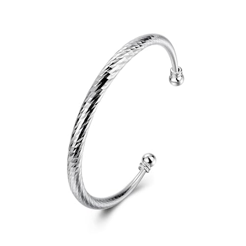 925 Sterling Silver Bracelets Open Adjustable Bangle Bracelet Teardrop Water Drop Cuff Bangles for Women - color: Pattern 7