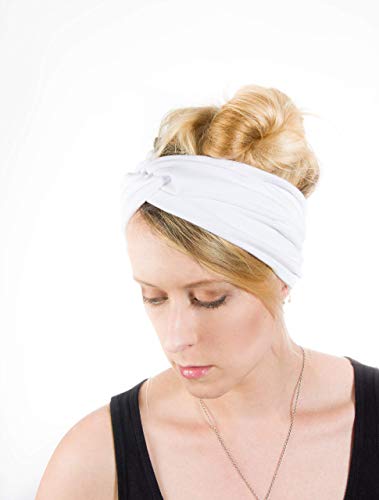 Twist Headband Extra Wide Scrunch Turban (White) - color: White