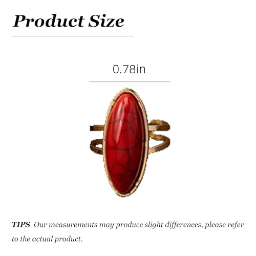 Turquoise Ring Boho Western Jewelry Chunky Thumb Statement Ring Dainty Simple Finger Open Jewelry Gift for Women Boho Dresses Accessories - color: A2:red turquoise rings