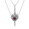 FLYOW S925 Sterling Silver Best Friend Couple Pendant Friendship Sun Moon Lotus Yin Yang Matching Bff Necklace for Women Jewelry - style: Heart Sword