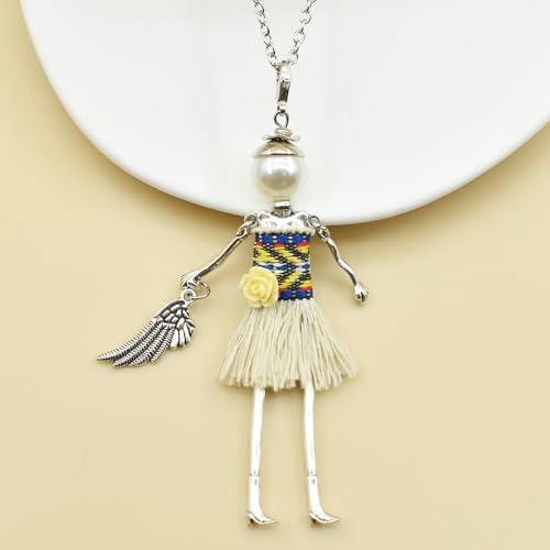 Crystal Paris Doll Necklace for Women, Handmade Cute Dress Long Chain Pendant Necklace Prom Costume Jewelry - style: 24