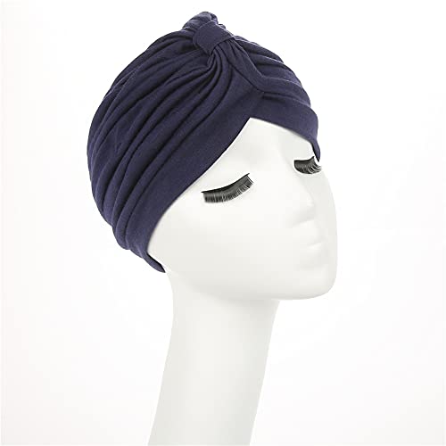 beauty YFJH Women's Cotton Turban Head Wrap Cancer Chemo Beanies Cap Headwear Cap Bonnet Hair Loss Hat - color: Navy