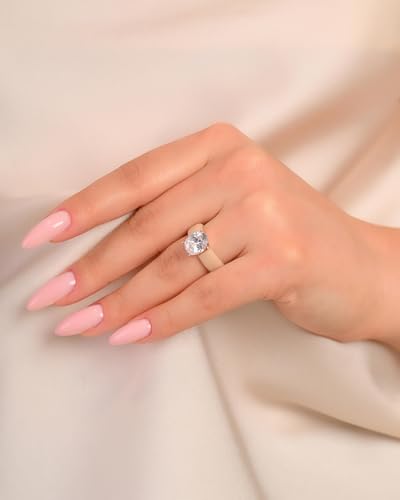 Rinfit Silicone Ring with Stone - Oval Cut Cubic Zirconia Solitaire Engagement Ring for Women - Rubber Wedding Bands - Patented Design - color: Pack A: Nude / Rose Gold