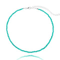 Tgirls Boho Choker Necklace Chain Rice Beaded Necklaces Seed Bead Necklace Accessory for Women - color: turquoise