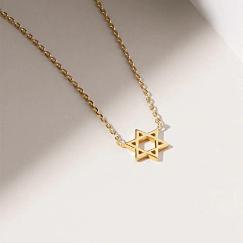 LLWOM Gold Necklace for Women-14k Gold Plated Infinity Necklace Star Of David Necklace Evil Eye Cross Pendants Heart Dainty Gold Necklace For Women - color: Gold, style: David-Gold