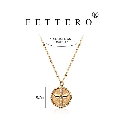 Fettero Animal Necklaces for Women 14K Gold Plated Charm Snake Necklace Elephant Bird Cat Butterfly Pendant Cute Dainty Necklace Jewelry - style: Bee
