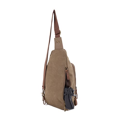 Glacier Canvas Concealed Carry Sling Bag Crossbody Backpack Purse for Men Women | Concealed Carry - color: Khaki