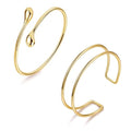 2Pcs Arm Cuff Gold Upper Arm Cuff for Women Adjustable Upper Arm Bracelets Open Irregular Arm Bangle Minimalist Coil Swirl Armlets Armband Jewelry - style: styleG gold