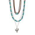 Fuqimanman2020 Boho Layered Western Necklaces for Women Cowgirl Cactus Turquoise Beaded Ox-head Hat Pendant Country Concert Jewelry - color: D