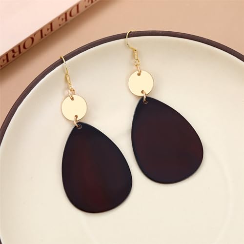 Elisheva Bohemian Lightweight Mother of Pearl Shell Drop Dangle Earrings for Women, Boho Chic Hippie Waterdrop Statement Jewelry Gift - color: brown