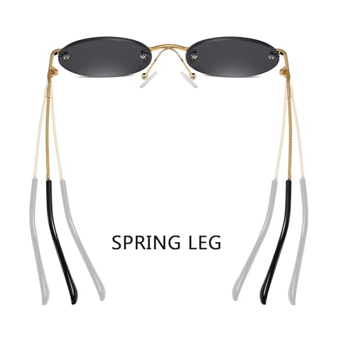 Retro Oval Sunglasses Rimless Small Round Glasses Frameless UV400 Men Women Fashion Shades - color: Black