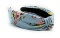 Autumn Headbands for Women Satin Blue Rose Floral Warable All Day, Colorful, Silk Feel, Fall Womens Knotted Headband Fashion Designer Top Knot Girls Hair Head band - color: Sky Blue