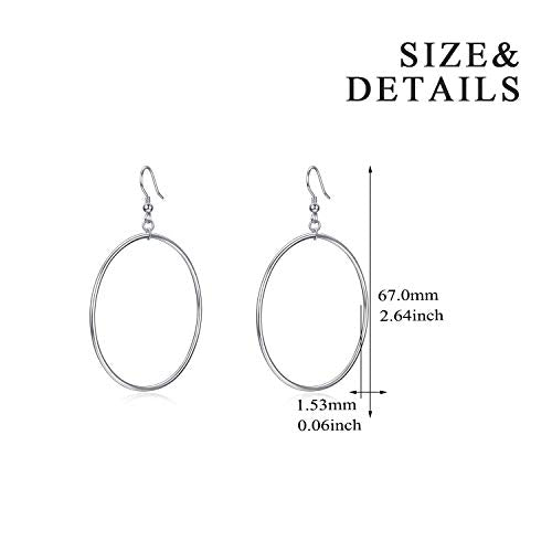 POPLYKE Sterling Silver/Rose Gold/Gold Plated Large Hoop Earrings Circle Dangle Drop Earrings for Women 40 50 60 70 80mm - color: silver hoop, size: 50mm