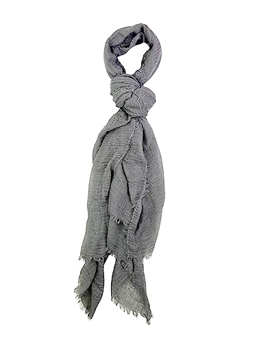 Humble Hilo Womens Woven Bohemian Style Gauze Scarf,Shawl, Head Wrap Fringed Edge Lightweight, Long Folds Small - color: Light Grey