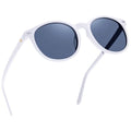 DUCO Women's Trendy Retro Round Acetate Polarized Sunglasses, UV400 99% Glare Block, Lightweight for Daily & Outdoor - color: White Frame Grey Lens