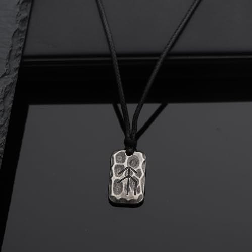 Ankiyabe Stainless Steel Norse Viking Rune Pendant with Adjustable Braided Rope Good Luck/Love/Strenght/Health Viking Symbol Necklace for Men Women - color: HOPE