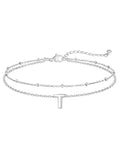 FaithHeart Initial Ankle Bracelets for Women, Waterproof 14k Gold Plated Initial Anklets Non Tarnish Stainless Steel Cute Layered Anklet Summer Beach Jewelry - color: Silver, size: Initial T