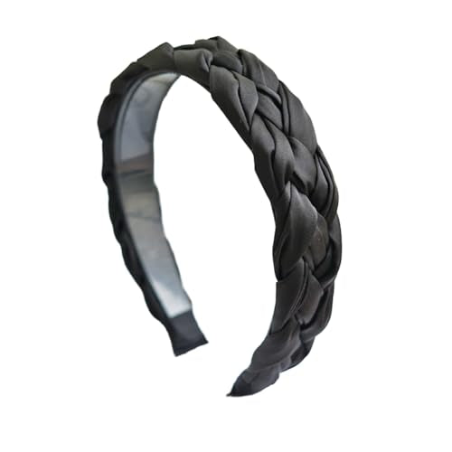 Braided Headband for Women-Vintage Fabric High Crown Headband with Non-Slip Teeth, Cute Boho Knotted Hair Band for Women & Teens (23-Black, One Size) - color: 23-Black