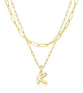 adoyi Dainty Heart Initial Necklaces 14K Gold Plated Layered Letter A-Z Pendant Necklace Stack Trendy Jewelry Birthday Valentines Gifts for Women Jewelry - color: Gold-Letter, style: K