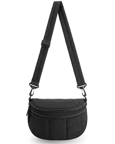 BAGSMART Crossbody Bags for Women Travel Purse, Puffer Bum Bag Handbag Wallets, Crossbody Fanny Packs for Travel & Work - color: Black