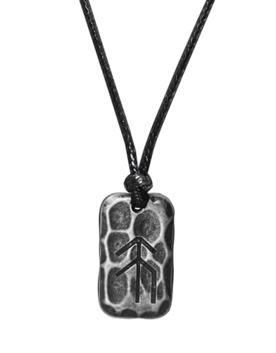 Ankiyabe Stainless Steel Norse Viking Rune Pendant with Adjustable Braided Rope Good Luck/Love/Strenght/Health Viking Symbol Necklace for Men Women - color: HOPE