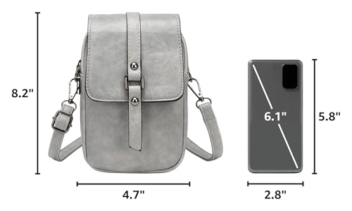 myfriday Vintage Crossbody Phone Bag for Women, Small PU Leather Shoulder Purse and Handbag - color: A-03-grey