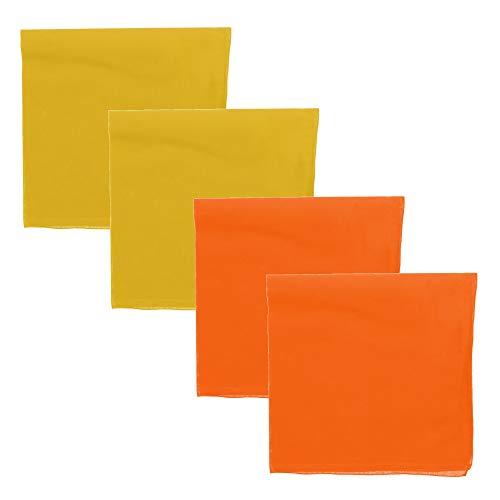 Motique Accessories Solid Color Bandana - Set of 4 - color: Yellow Orange