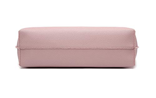 Dreubea Women's Soft Faux Leather Tote Shoulder Bag from, Big Capacity Tassel Handbag - color: Baby Pink