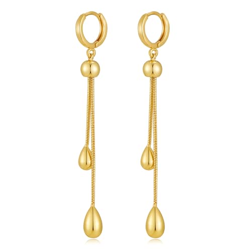 YUJIE Gold Drop Earrings for Women Long Teardrop Dangle Earrings 14K Gold Plated Minimalist Statement Chain Earring Trendy Jewelry - color: gold 134A
